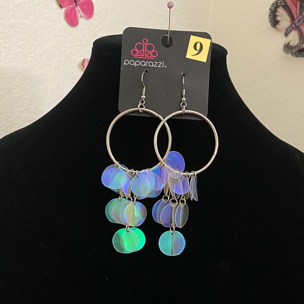 Paparazzi Iridescent Silver Hoop Earrings